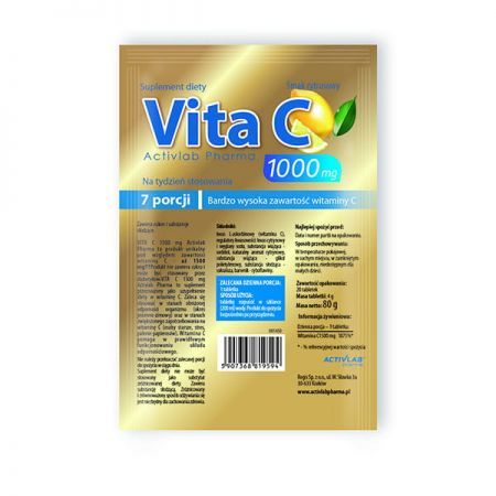 Vita C 1000 mg proszek, 35 g x 1 saszetka Activlab Pharma + Bez recepty | Witaminy i minerały | Witamina C ++ Unipro