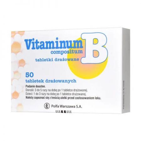 Vitaminum B compositum, tabletki drażowane, 50 szt. DATA WAŻNOŚCI 31.07.2023 + Bez recepty | Witaminy i minerały | Witaminy z grupy B ++ Polfa Warszawa