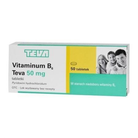 Vitaminum B6 Teva, 50 mg tabletki, 50 szt. + Bez recepty | Witaminy i minerały | Witaminy z grupy B ++ Teva