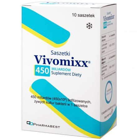 Vivomixx 450, proszek do sporządzania zawiesiny doustnej w saszetkach, 10 szt. + Bez recepty | Przewód pokarmowy i trawienie | Probiotyki ++ Pharmabest