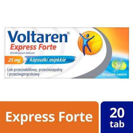 Voltaren Express Forte, 25 mg kapsułki miękkie, 20 szt. + Bez recepty | Kości, stawy, mięśnie | Ból mięśni i stawów ++ Novartis