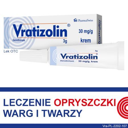 Vratizolin, 30 mg/g krem, 3 g + Kosmetyki i dermokosmetyki | Problemy skórne | Opryszczka i zajady ++ Pharmaswiss