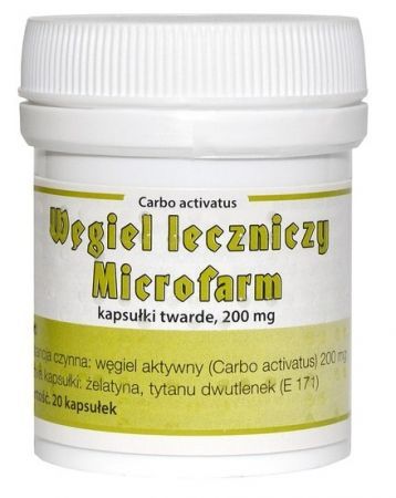 Węgiel leczniczy Microfarm, 200 mg, kapsułki, 20 szt. + Bez recepty | Przewód pokarmowy i trawienie | Biegunka ++ Microfarm