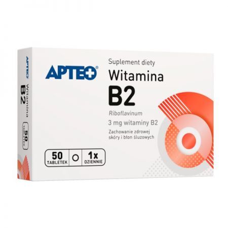 Witamina B2, tabletki, 50 szt. APTEO + Bez recepty | Witaminy i minerały | Witaminy z grupy B ++ Synoptis Pharma