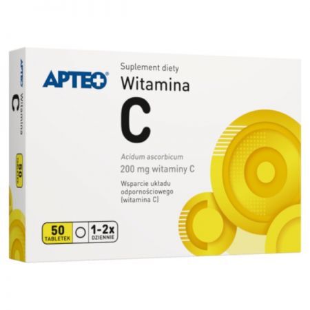 Witamina C, 200 mg tabletki powlekane, 50 szt. APTEO + Bez recepty | Odporność | Witaminy na odporność ++ Synoptis Pharma