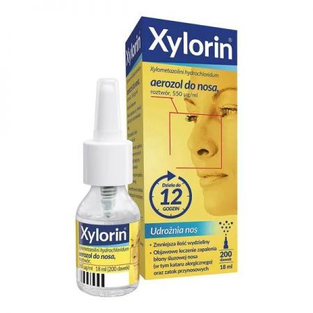 Xylorin, 0,55 mg/ml aerozol do nosa, 18 ml + Bez recepty | Przeziębienie i grypa | Katar i zapalenie zatok ++ Omega Pharma