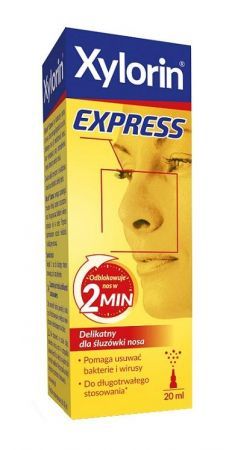 Xylorin Express, spray do nosa, 20 ml + Bez recepty | Przeziębienie i grypa | Katar i zapalenie zatok ++ Omega Pharma