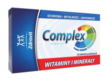Zdrovit Complex Witaminy i Minerały, tabletki powlekane, 56 szt. + Bez recepty | Witaminy i minerały | Multiwitaminy ++ Natur Produkt Pharma