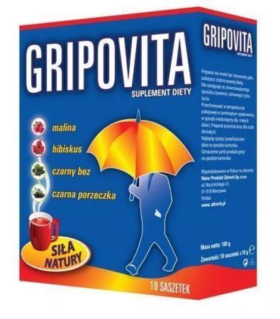 Zdrovit Gripovita, wzmocnienie odporności saszetki, 10 szt + Bez recepty | Przeziębienie i grypa | Preparaty wspomagające ++ Natur Produkt Zdrovit