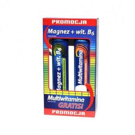 Zdrovit Magnez + Witamina B6, tabletki musujące, 24 szt.+ Multiwitamina, 20 szt.GRATIS + Bez recepty | Witaminy i minerały | Magnez i potas ++ Natur Produkt Pharma