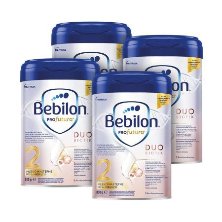 Zestaw Promocyjny Bebilon Profutura 2 Duo Biotik, mleko następne po 6 miesiącu, proszek, 800 g x 4 szt. + Mama i dziecko | Żywienie dziecka | Mleka modyfikowane ++ Nutricia