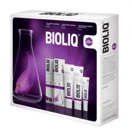 Zestaw Promocyjny Bioliq 45+, krem na dzień, 50 ml + krem na noc, 50 ml + krem do okolic oczu i ust, 15 ml + Kosmetyki i dermokosmetyki | Pielęgnacja | Twarz | Kremy ++ Aflofarm