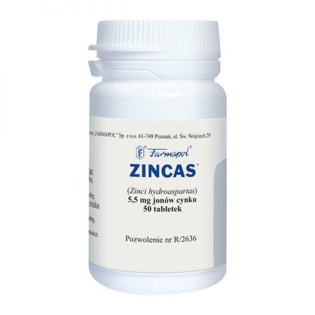 Zincas, 5,5 mg jonów cynku, tabletki, 50 szt. + Bez recepty | Witaminy i minerały | Dla kobiet ++ Farmapol