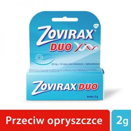Zovirax Duo, 50 mg + 10 mg krem na skórę, 2 g + Kosmetyki i dermokosmetyki | Problemy skórne | Opryszczka i zajady ++ Glaxosmithkline