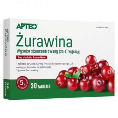Żurawina, tabletki, 30 szt. APTEO + Bez recepty | Drogi moczowe | Infekcje i stany zapalne ++ Synoptis Pharma